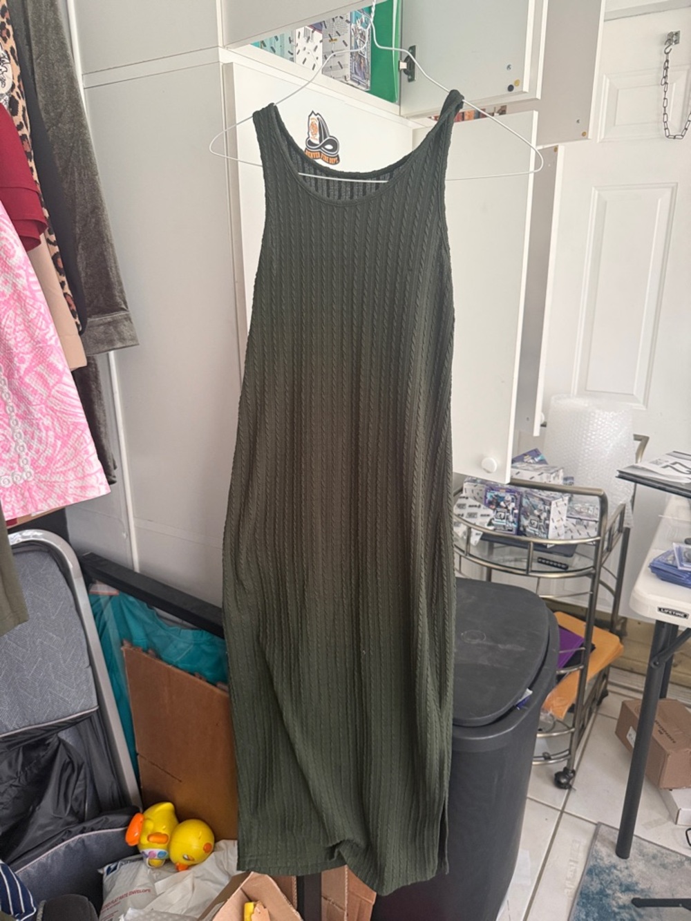 Amazon Olive Green Sleeveless Maxi Dress